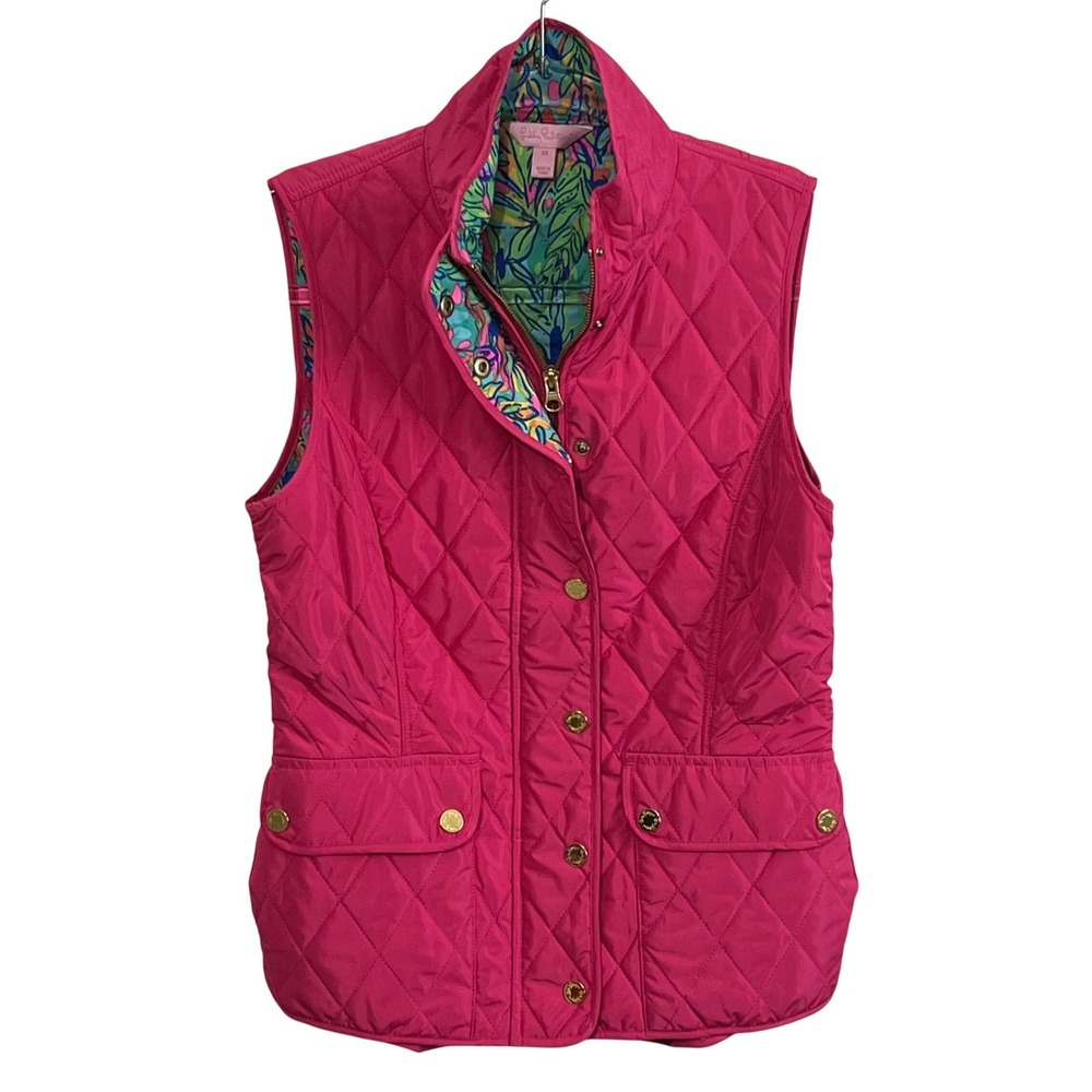 Lilly‎ Pulitzer Getaway Pink  Puffer Vest Women's Size XS